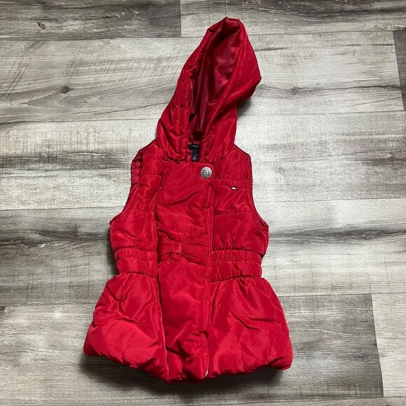 Tommy Hilfiger Sleeveless Full Zip Vest Red Baby Girl Size 3T - Picture 2 of 5